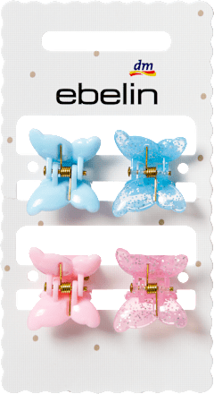 Haarklammern Schmetterling, hellblau/rosa ebelin