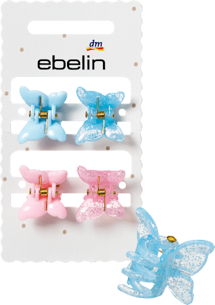 Haarklammern Schmetterling, hellblau/rosa ebelin