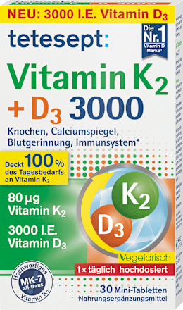 Mini-Tabletten Vitamin K2 + D3 3000 tetesept