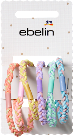 Haargummis geflochten, bunt ebelin