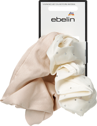 Scrunchies mit Glitzer, creme/beige ebelin
