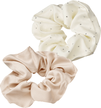 Scrunchies mit Glitzer, creme/beige ebelin