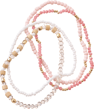 Armbänder elastisch mit Perlen, rosa/weiß ebelin