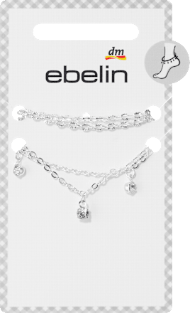 Fußketten mit Strass, Silber-Optik ebelin