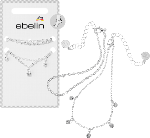 Fußketten mit Strass, Silber-Optik ebelin