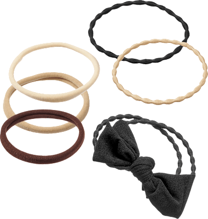 Haargummis gemischt, schwarz/braun/beige ebelin