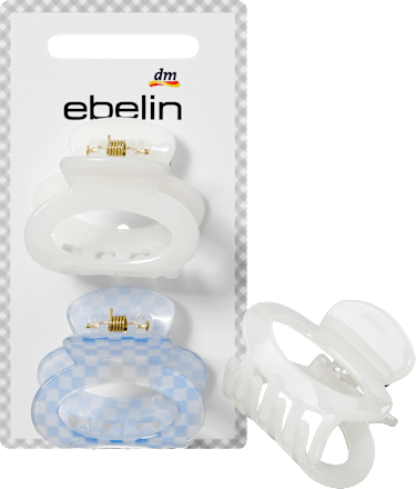 Haarklammern oval, weiß/Karomuster ebelin