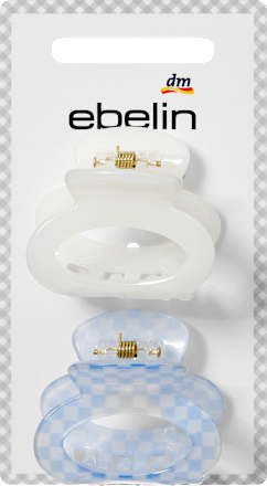 Haarklammern oval, weiß/Karomuster ebelin