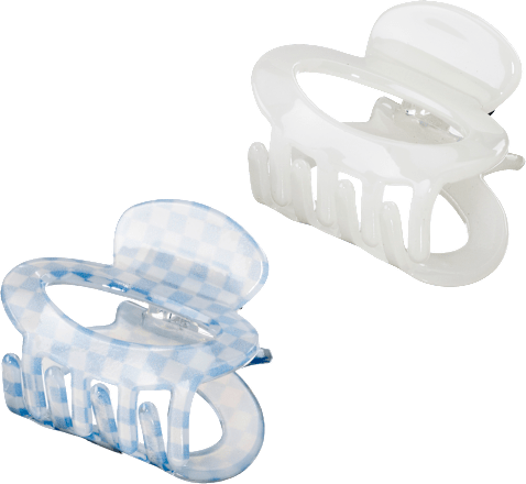 Haarklammern oval, weiß/Karomuster ebelin