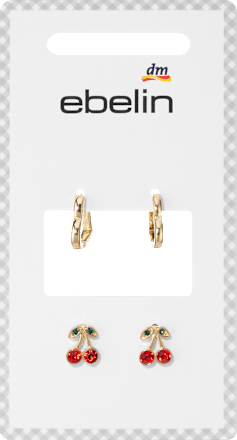 Ohrstecker Herz & Kirschen, Gold-Optik ebelin
