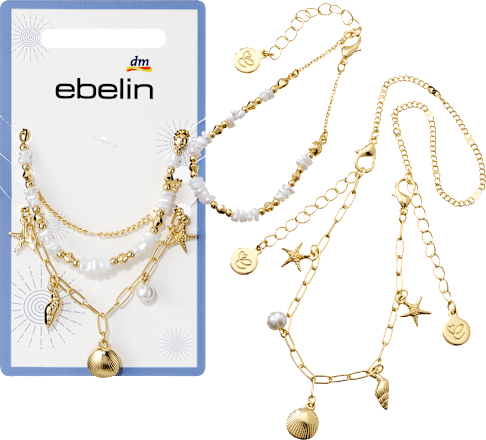 Armbänder maritim mit Perlen, Gold-Optik ebelin