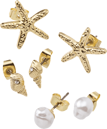 Ohrstecker maritim mit Perlen, Gold-Optik ebelin