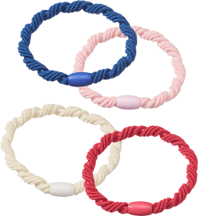 Haargummis gedreht, rot/rosa/weiß/blau ebelin
