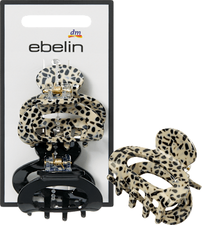 Haarklammern klein halbrund, schwarz/Pünktchen-Optik ebelin