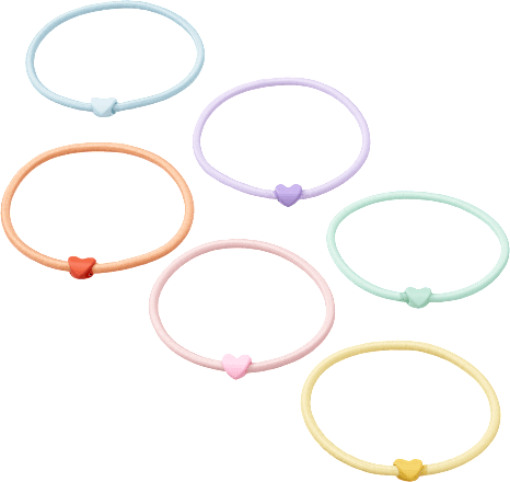 Haargummis mit Herz-Applikationen, bunt ebelin