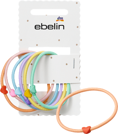 Haargummis mit Herz-Applikationen, bunt ebelin