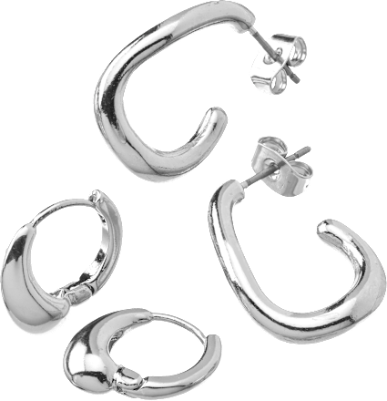 Ohrstecker organisch, Silber-Optik ebelin