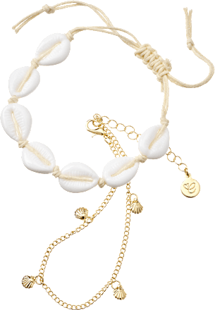 Fußketten mit Muscheln, Gold-Optik ebelin