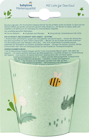 Trinkbecher grün, Gartentiere, ab 6. Monat babylove nature
