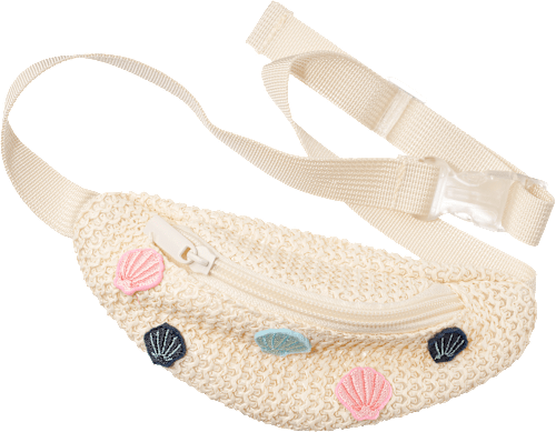 Bauchtasche aus Bast mit Muscheln ebelin