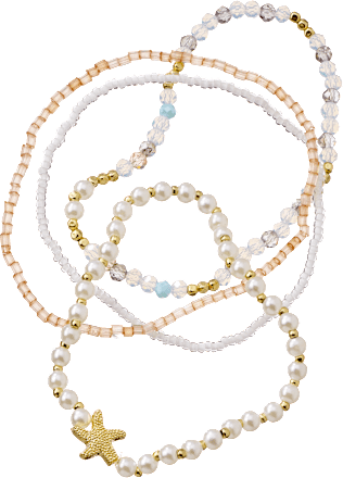 Armbänder elastisch mit Perlen, weiß/Gold-Optik ebelin