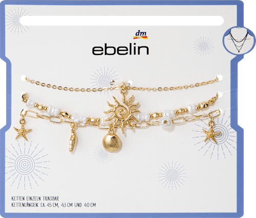 Halsketten maritim mit Perlen, Gold-Optik ebelin