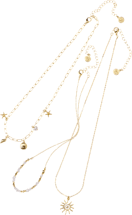 Halsketten maritim mit Perlen, Gold-Optik ebelin