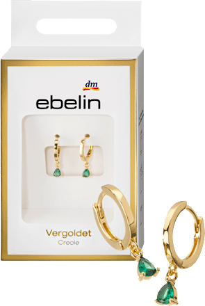 Creolen vergoldetet mit grünem Strassstein ebelin