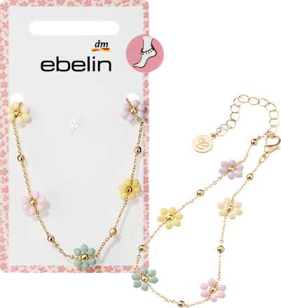 Fußkette mit Blumen, Gold-Optik ebelin