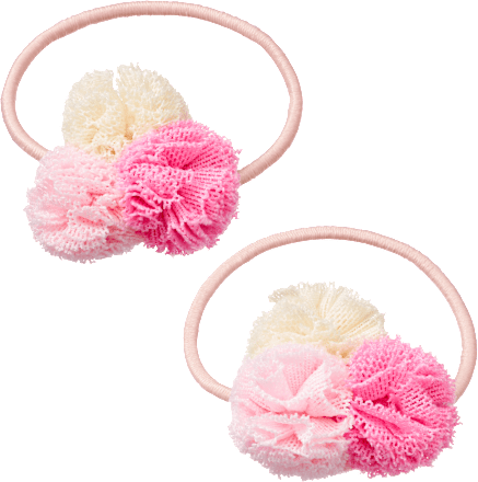 Haargummis Pompoms, rosa/gelb ebelin