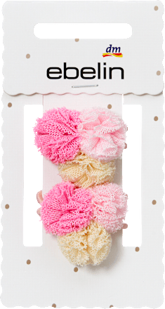 Haargummis Pompoms, rosa/gelb ebelin