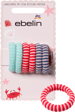 Haargummis gestreift, mint/rot/blau ebelin