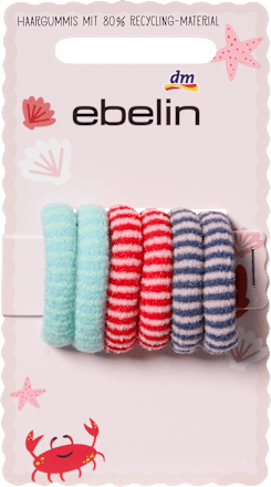Haargummis gestreift, mint/rot/blau ebelin