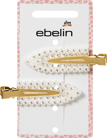 Haarklemmen mit Perlen & Glitzer, weiß ebelin