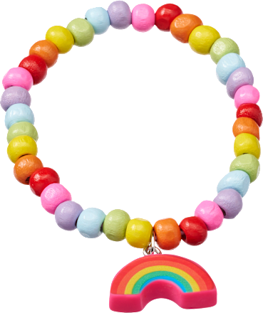 Armband mit Holzperlen & Regenbogen-Anhänger ebelin