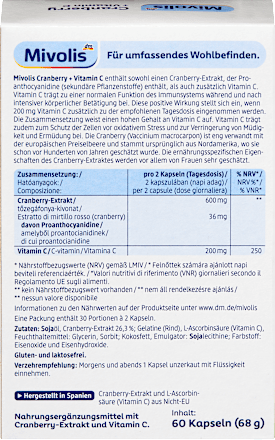 Cranberry + Vitamin C Kapseln, 60 St Mivolis