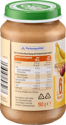Früchte Kirsche-Banane in Apfel mit Dinkelkeks ab dem 6. Monat dmBio