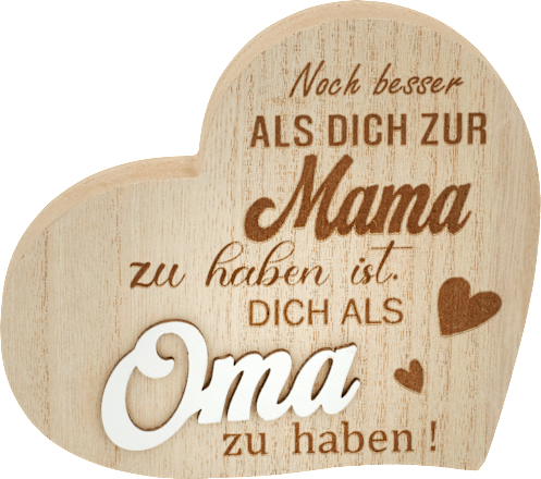 Holzaufsteller, Herz mit Spruch "Oma", natur Dekorieren & Einrichten