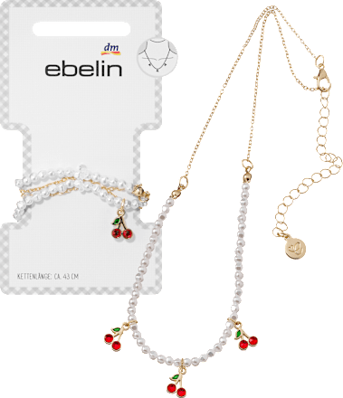 Halskette mit Perlen & Kirschen, Gold-Optik ebelin