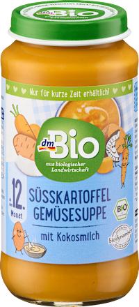 Gemüsesuppe Kinder Süßkartoffel & Gemüse mit Kokosmilch ab 12 Monaten dmBio
