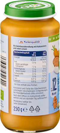 Gemüsesuppe Kinder Süßkartoffel & Gemüse mit Kokosmilch ab 12 Monaten dmBio