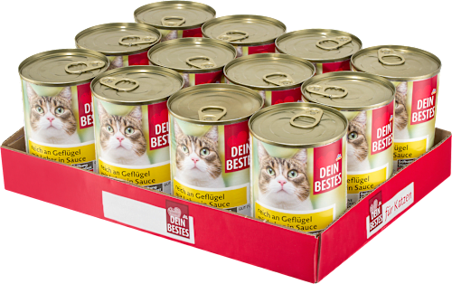 Nassfutter Katze reich an Geflügel mit Leber in Sauce, Multipack (12x415 g) Dein Bestes