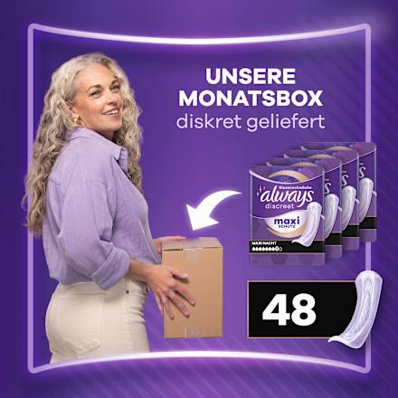 discreet Einlagen Inkontinenz Maxi Nacht Vorteilspack (4x12 St) always