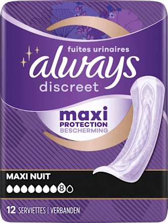 discreet Einlagen Inkontinenz Maxi Nacht Vorteilspack (4x12 St) always