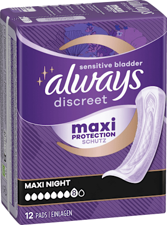 discreet Einlagen Inkontinenz Maxi Nacht Vorteilspack (4x12 St) always