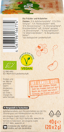 Früchtetee Traumhafter Frühlingstee mit Apfel, Hibiskus & Zitronenmelisse dmBio