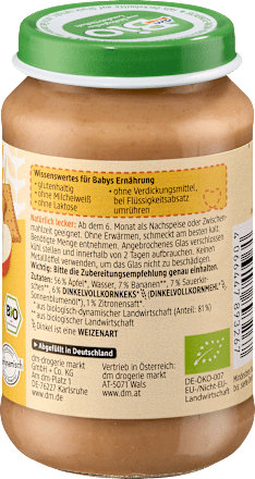 Frucht & Getreide Kirsche-Banane in Apfel mit Dinkelkeks ab dem 6. Monat dmBio