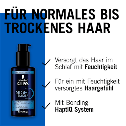 Haarkur Night Elixier Aqua Revive Schwarzkopf GLISS