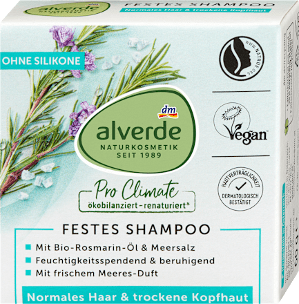 Твърд шампоан Pro Climate с розмарин и морска сол alverde NATURKOSMETIK