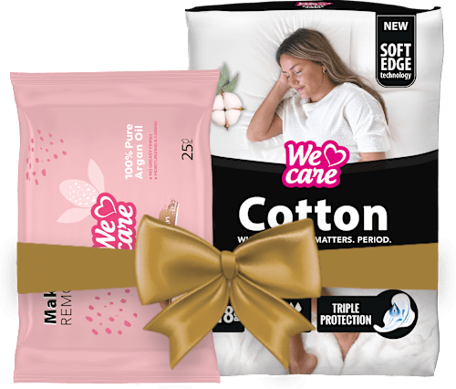 Higijenski ulošci Cotton + vlažne maramice za skidanje šminke We care